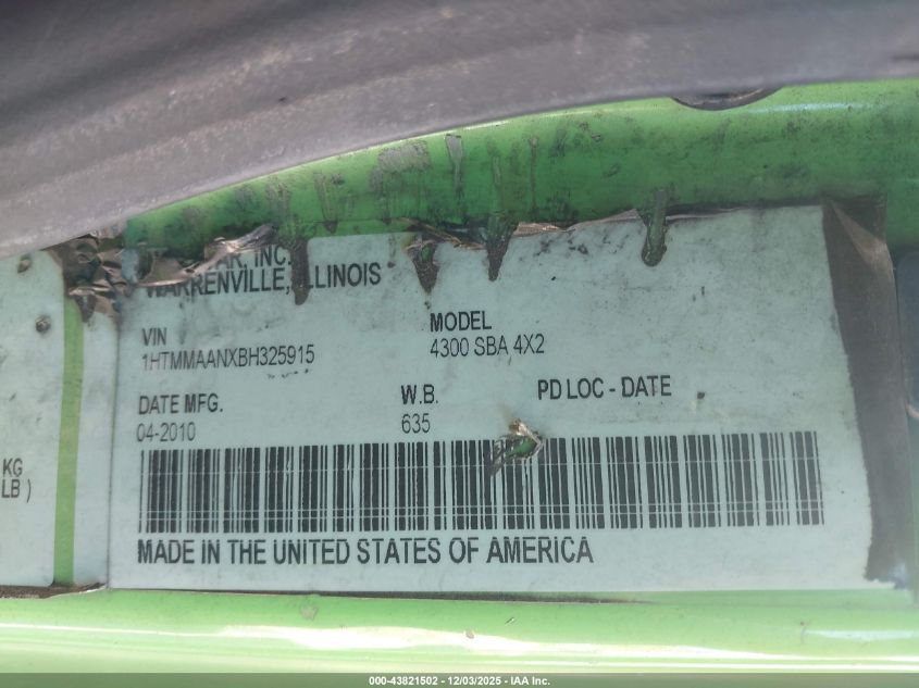 2011 International 4000 4300 VIN: 1HTMMAANXBH325915 Lot: 43821502