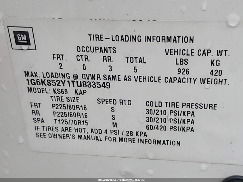 1G6KS52Y1TU833549 1996 CADILLAC SEVILLE photo no. 9