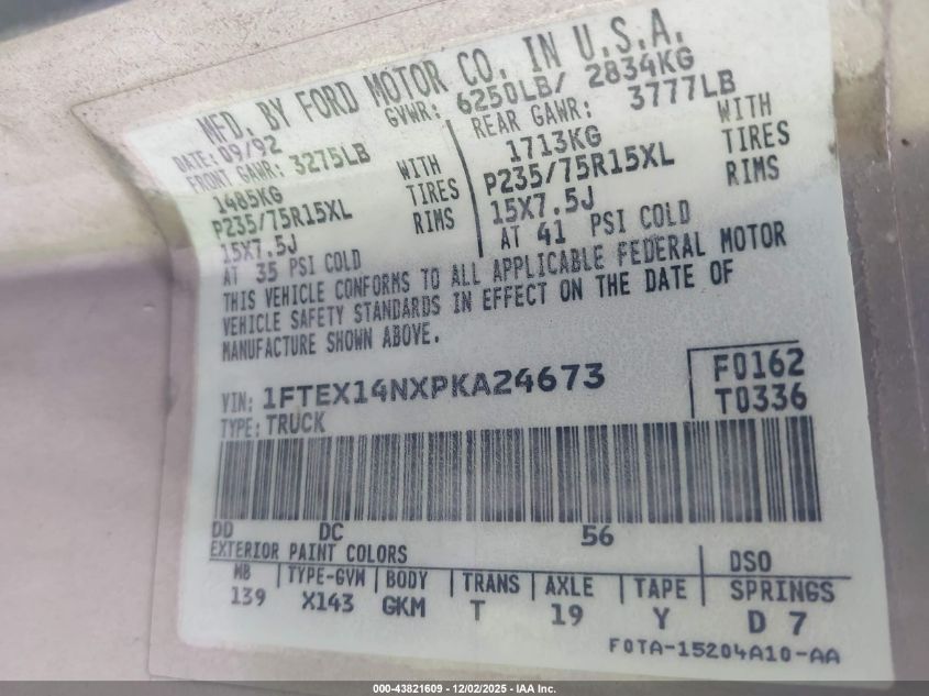 1FTEX14NXPKA24673 1993 FORD F-150 photo no. 9