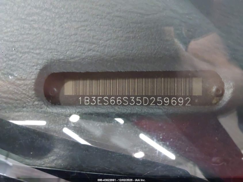 2005 Dodge Srt4 VIN: 1B3ES66S35D259692 Lot: 43822061