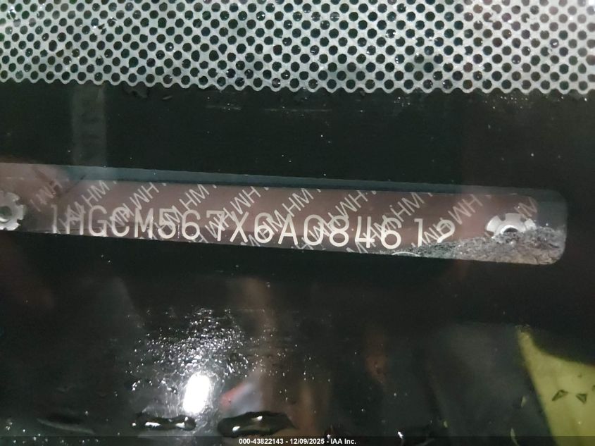 2006 Honda Accord 2.4 Ex VIN: 1HGCM567X6A084612 Lot: 43822143