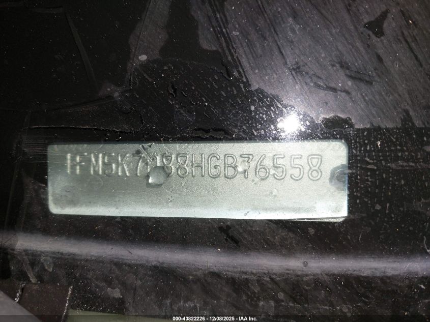 2017 Ford Explorer Xlt VIN: 1FM5K7D88HGB76558 Lot: 43822226