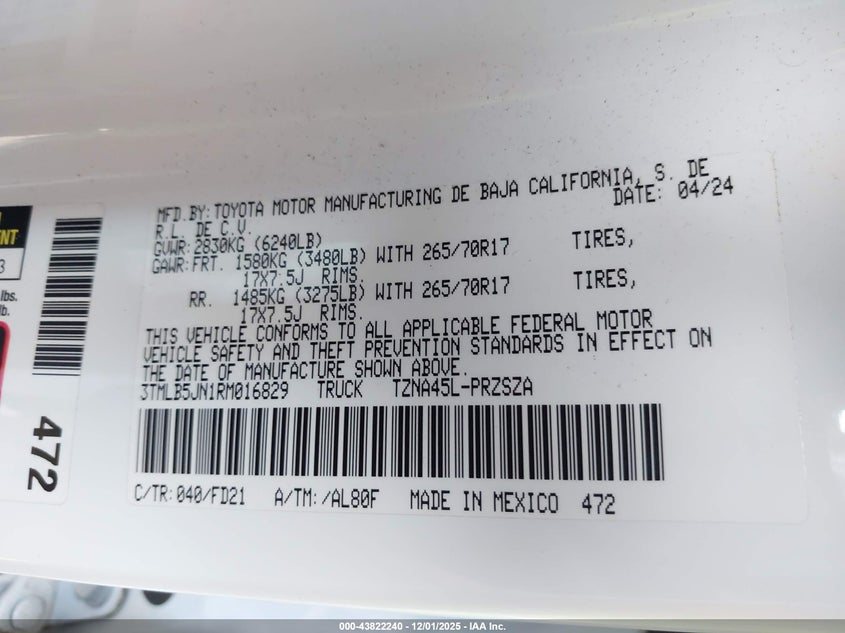 3TMLB5JN1RM016829 2024 TOYOTA TACOMA photo no. 9