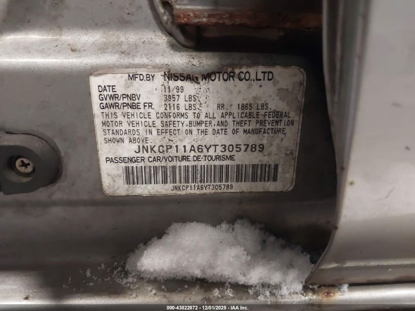 2000 Infiniti G20 Luxury/Touring VIN: JNKCP11A6YT305789 Lot: 43822872