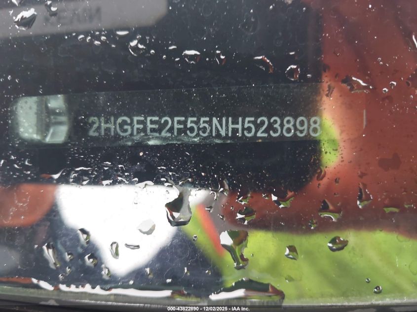 2022 Honda Civic Sport VIN: 2HGFE2F55NH523898 Lot: 43822890