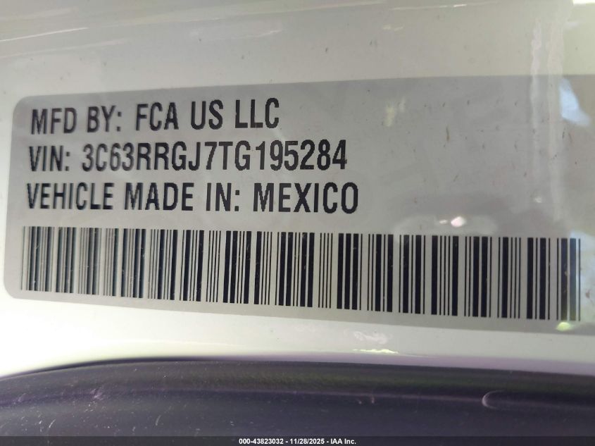 2026 Ram 3500 Tradesman 4X4 8' Box VIN: 3C63RRGJ7TG195284 Lot: 43823032