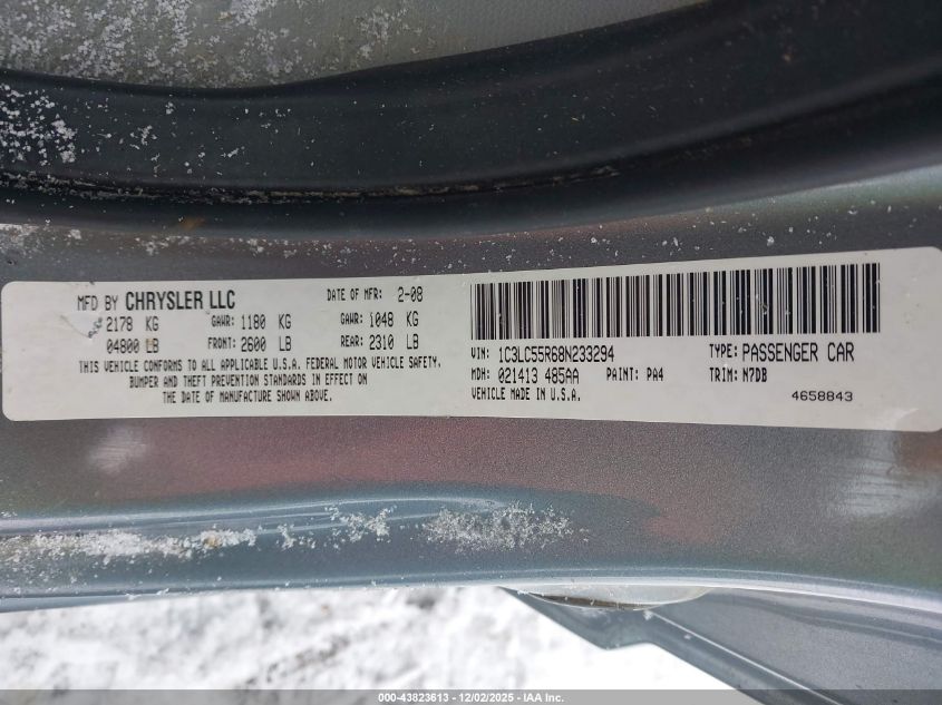 2008 Chrysler Sebring Touring VIN: 1C3LC55R68N233294 Lot: 43823613