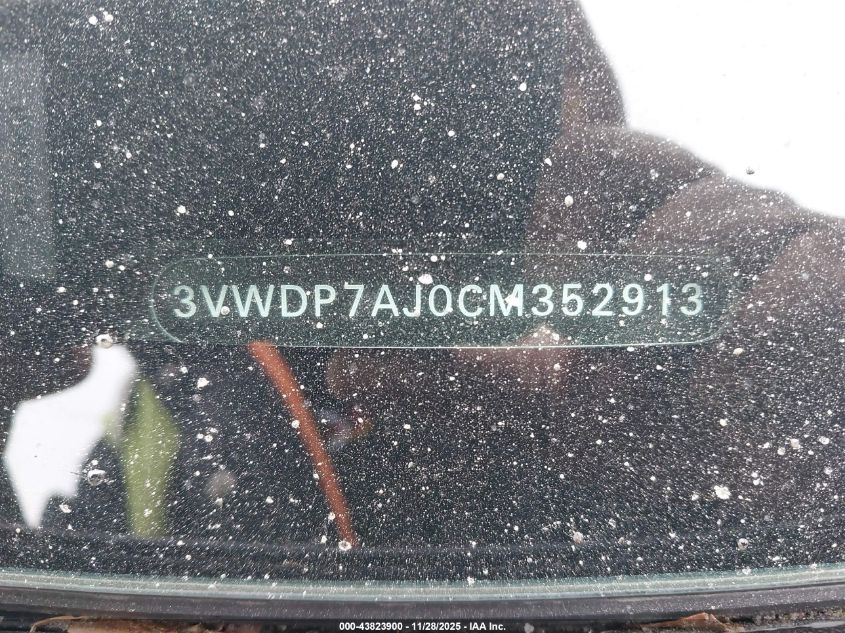 2012 Volkswagen Jetta 2.5L Se VIN: 3VWDP7AJ0CM352913 Lot: 43823900