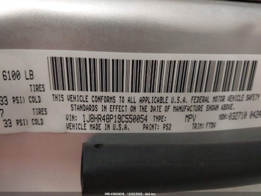 2009 Jeep Grand Cherokee Laredo VIN: 1J8HR48P19C550054 Lot: 43824036