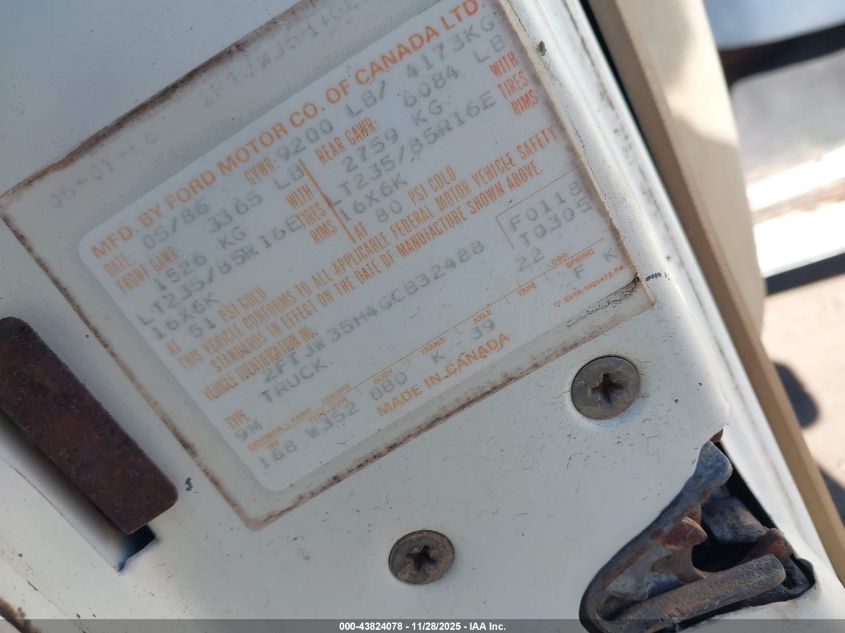 1986 Ford F350 VIN: 2FTJW35H4GCB32488 Lot: 43824078