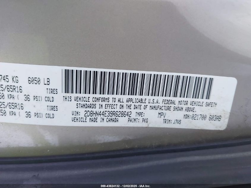 2009 Dodge Grand Caravan Se VIN: 2D8HN44E39R628642 Lot: 43824132