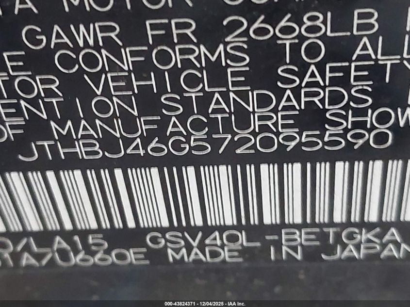 2007 Lexus Es 350 VIN: JTHBJ46G572095590 Lot: 43824371