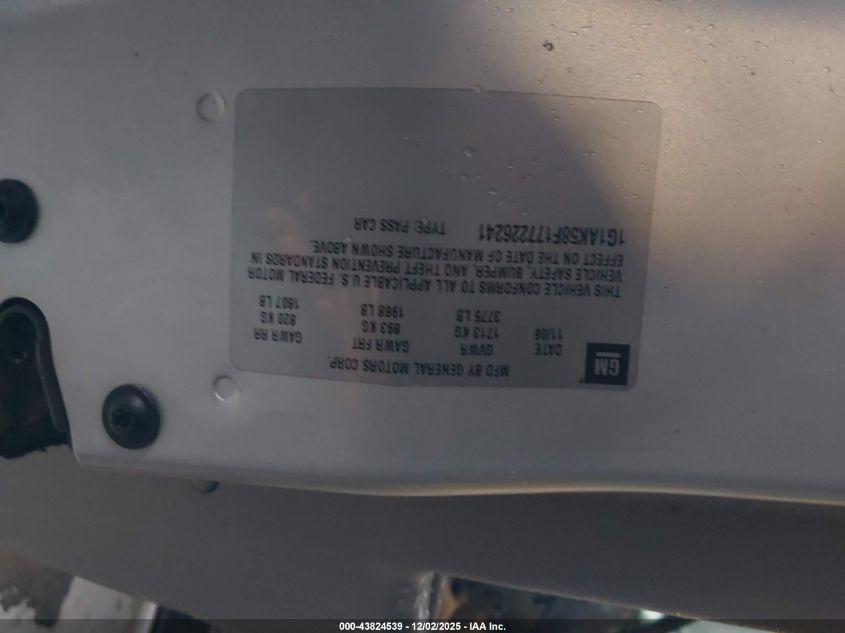 2007 Chevrolet Cobalt Ls VIN: 1G1AK58F177226241 Lot: 43824539