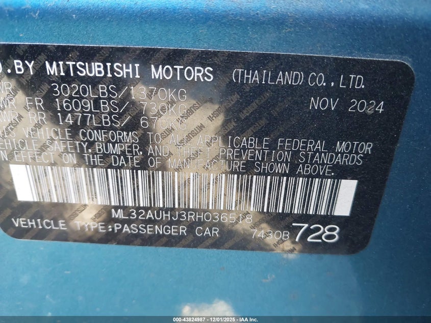 ML32AUHJ3RH036518 2024 MITSUBISHI MIRAGE photo no. 9