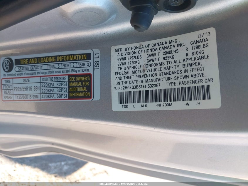 2HGFG3B81EH502367 2014 HONDA CIVIC photo no. 9