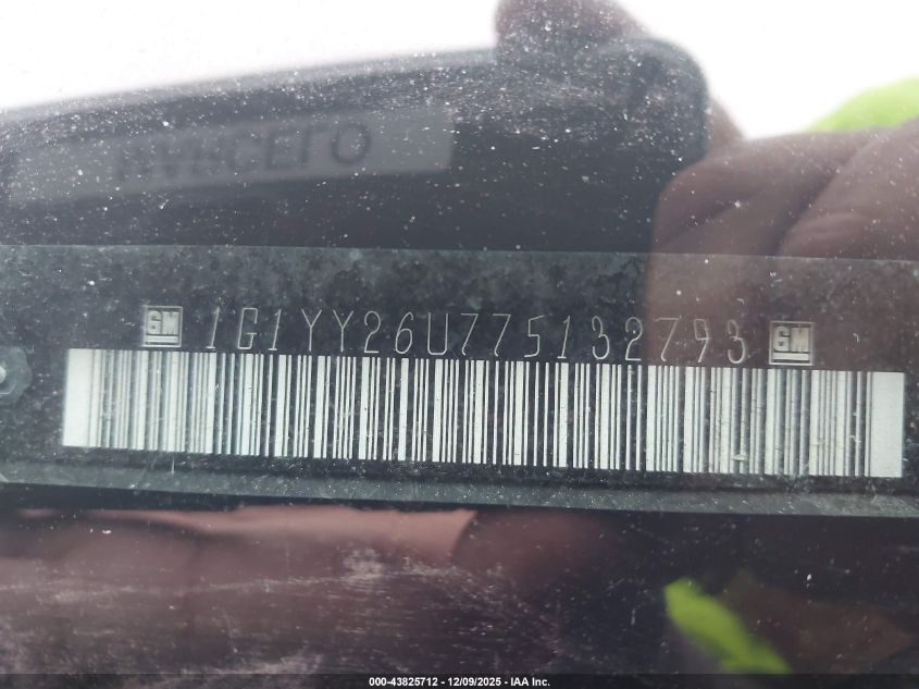 2007 Chevrolet Corvette VIN: 1G1YY26U775132793 Lot: 43825712