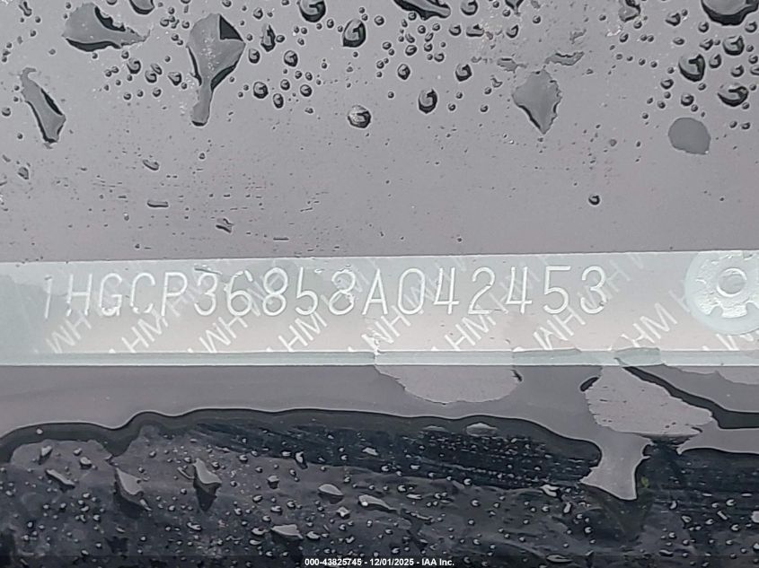 2008 Honda Accord VIN: 1HGCT36858A042453 Lot: 43825745