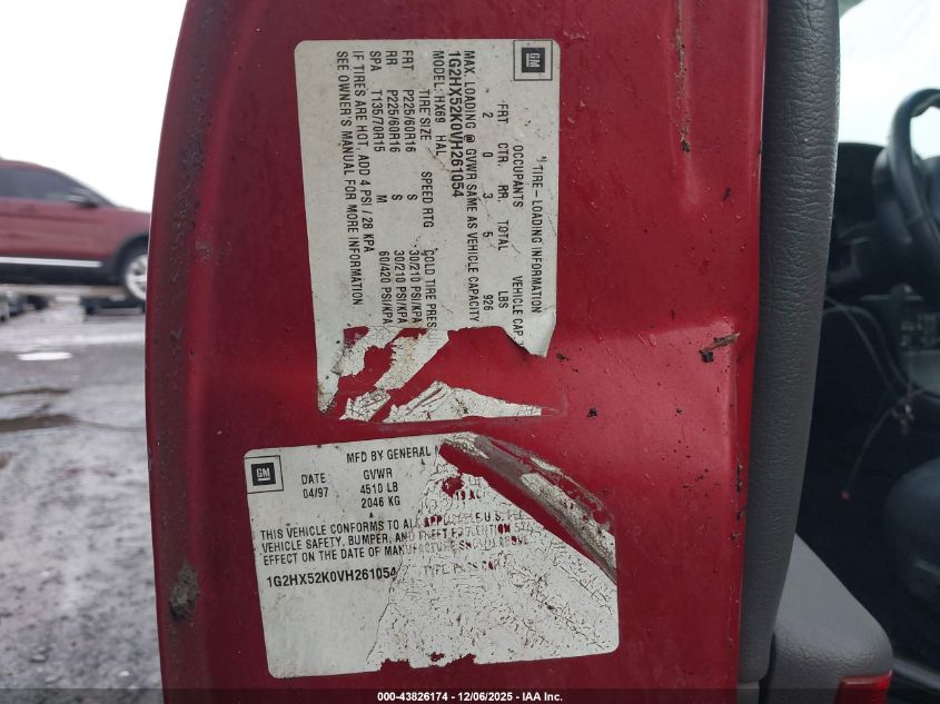 1997 Pontiac Bonneville Se VIN: 1G2HX52K0VH261054 Lot: 43826174