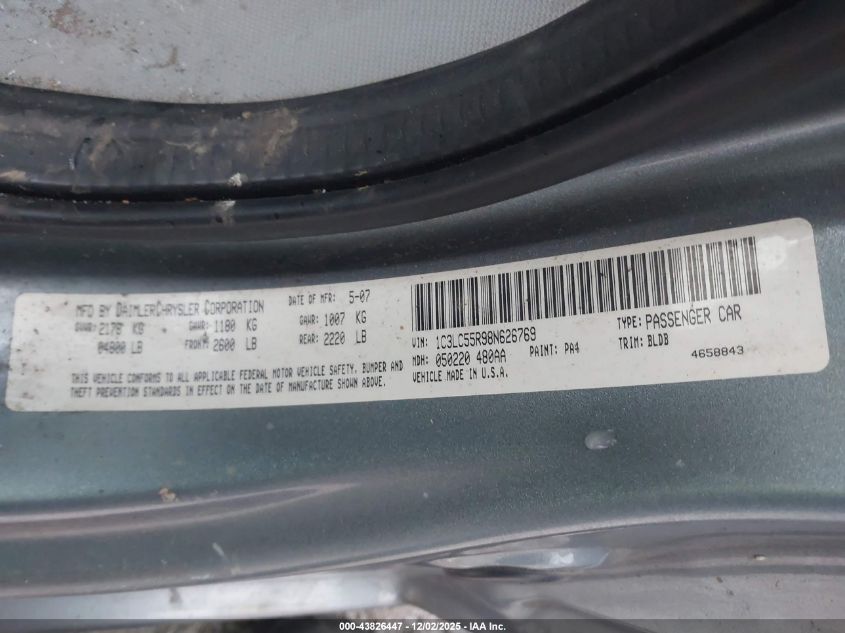 2008 Chrysler Sebring Touring VIN: 1C3LC55R98N626769 Lot: 43826447