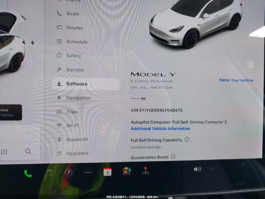 2020 Tesla Model Y Long Range Dual Motor All-Wheel Drive VIN: 5YJYGDEE6LF048473 Lot: 43826811