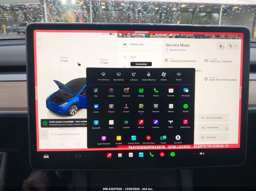 2023 Tesla Model Y Awd/Long Range Dual Motor All-Wheel Drive VIN: 7SAYGDEE5PF643078 Lot: 43827028