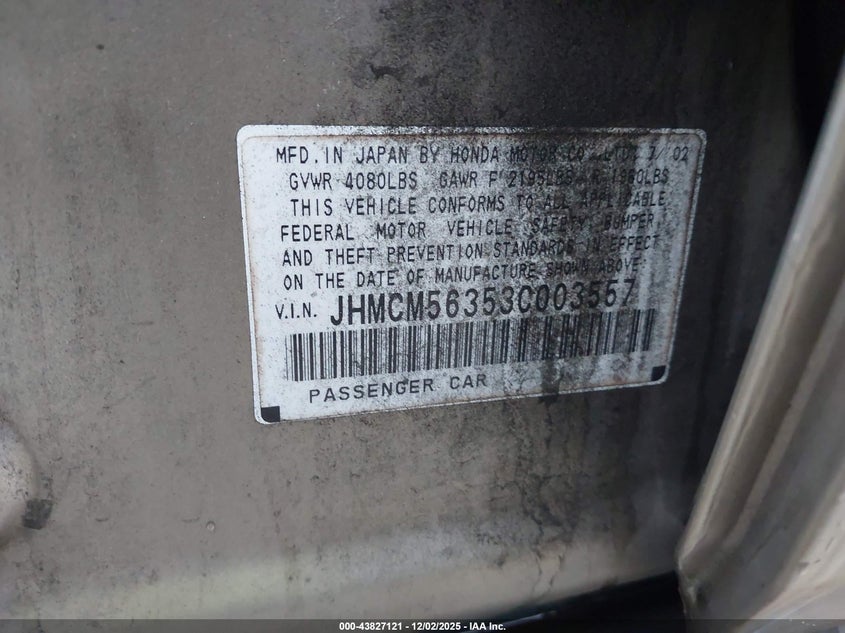 JHMCM56353C003557 2003 HONDA ACCORD photo no. 9