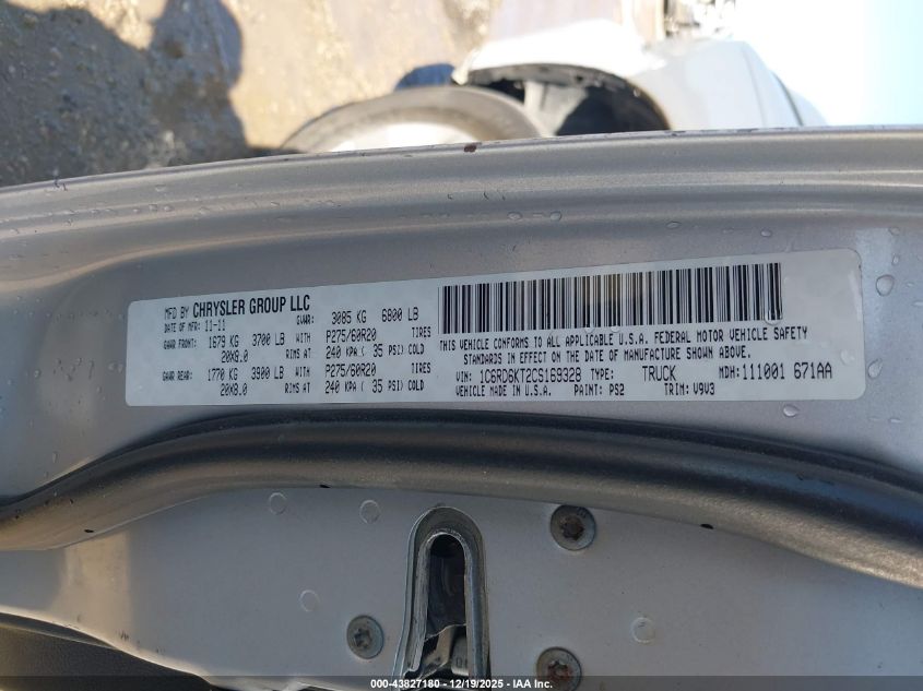 2012 Ram 1500 St VIN: 1C6RD6KT2CS169328 Lot: 43827180