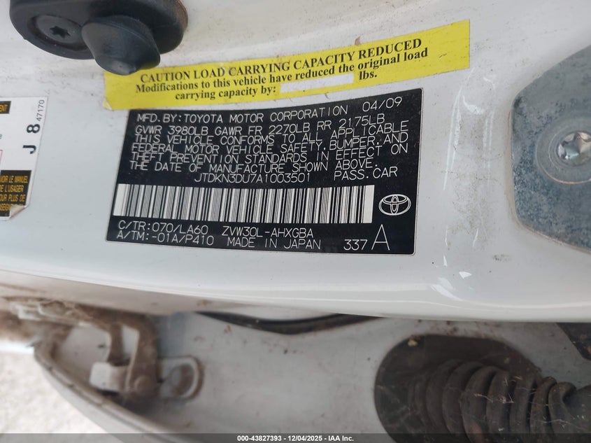 JTDKN3DU7A1003501 2010 TOYOTA PRIUS photo no. 9