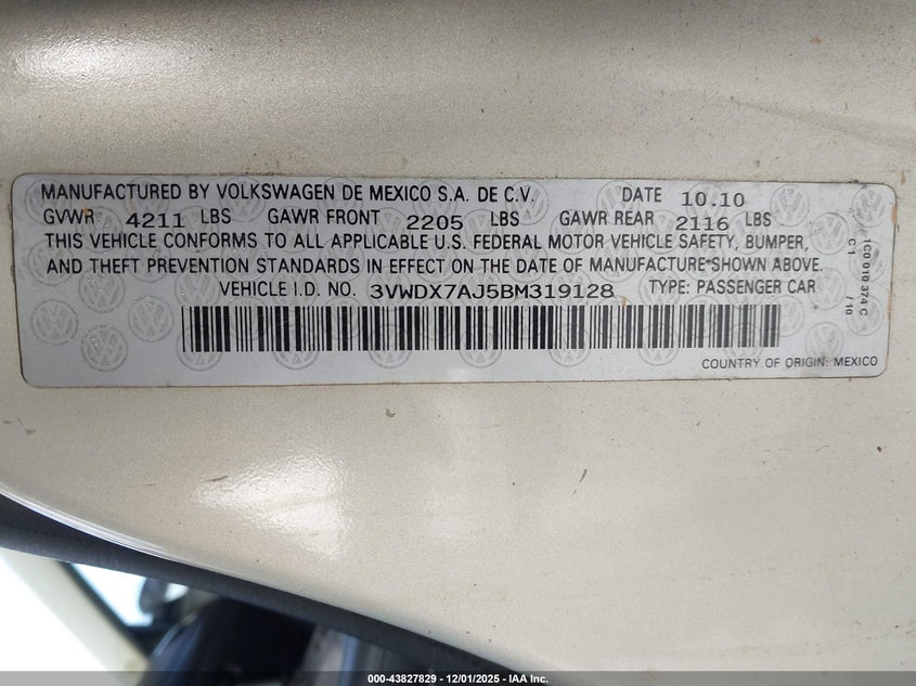 3VWDX7AJ5BM319128 2011 VOLKSWAGEN JETTA photo no. 9