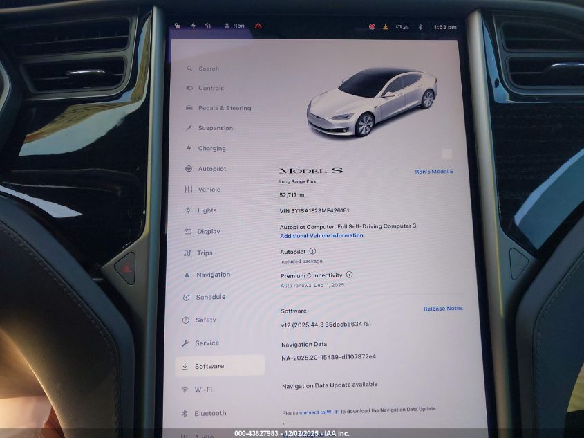 2021 Tesla Model S Long Range Dual Motor All-Wheel Drive/Long Range Plus Dual Motor All-Wheel Drive VIN: 5YJSA1E23MF426181 Lot: 43827983