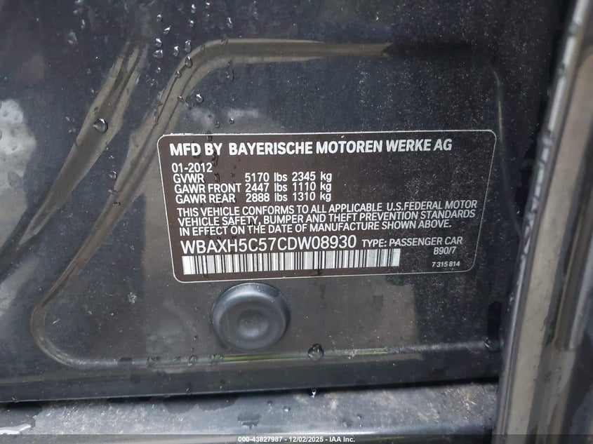 WBAXH5C57CDW08930 2012 BMW 5ER photo no. 9
