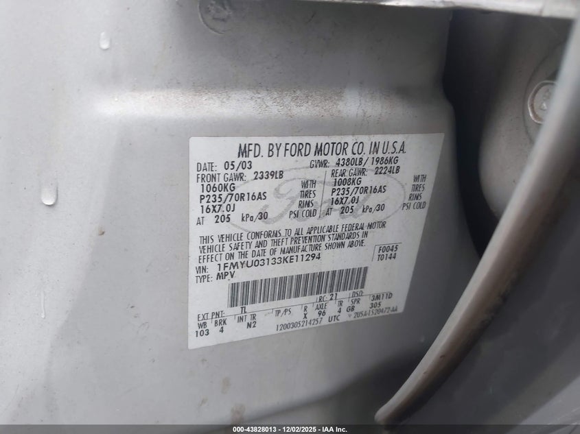 1FMYU03133KE11294 2003 FORD ESCAPE photo no. 9