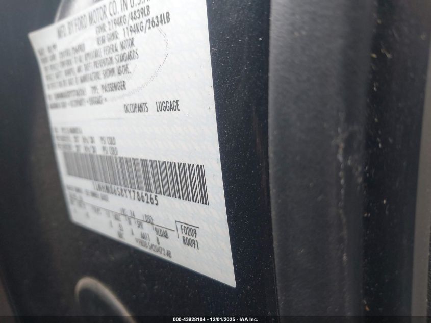 2000 Lincoln Ls V6 Auto/V6 Manual VIN: 1LNHM86S8YY786265 Lot: 43828104