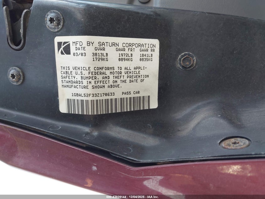 1G8AL52F33Z170633 2003 SATURN ION photo no. 9