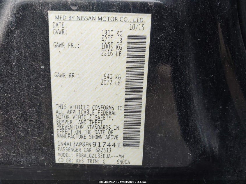 1N4AL3AP8FN917441 2015 NISSAN ALTIMA photo no. 9