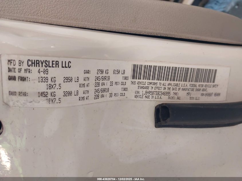 2009 Jeep Grand Cherokee Limited VIN: 1J8HR58T59C546995 Lot: 43828704