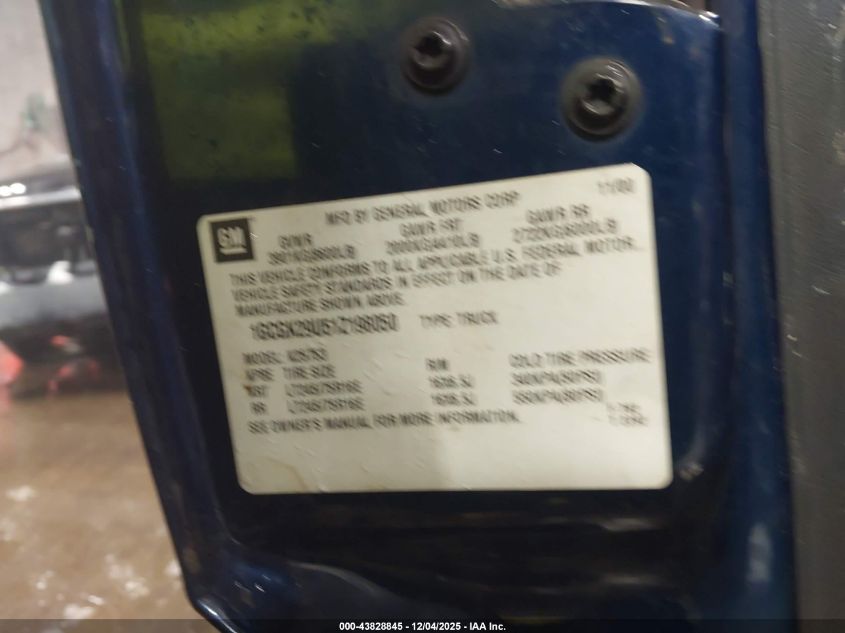 2001 Chevrolet Silverado 2500 Ls VIN: 1GCGK29U51Z198050 Lot: 43828845