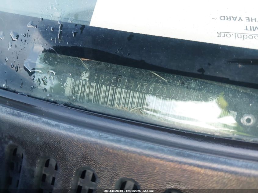 2006 Chevrolet Silverado 1500 Work Truck VIN: 1GCEC19X86Z301509 Lot: 43829040