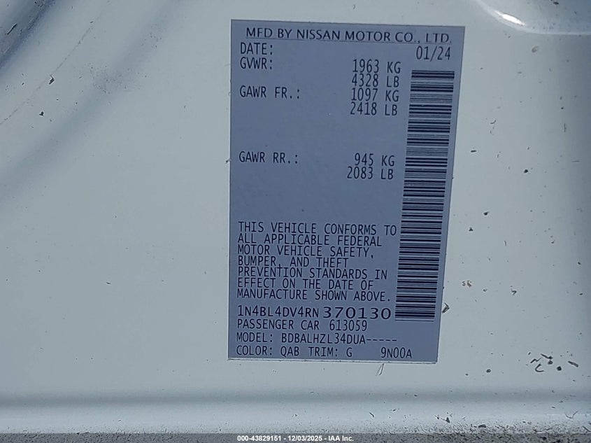1N4BL4DV4RN370130 2024 NISSAN ALTIMA photo no. 9