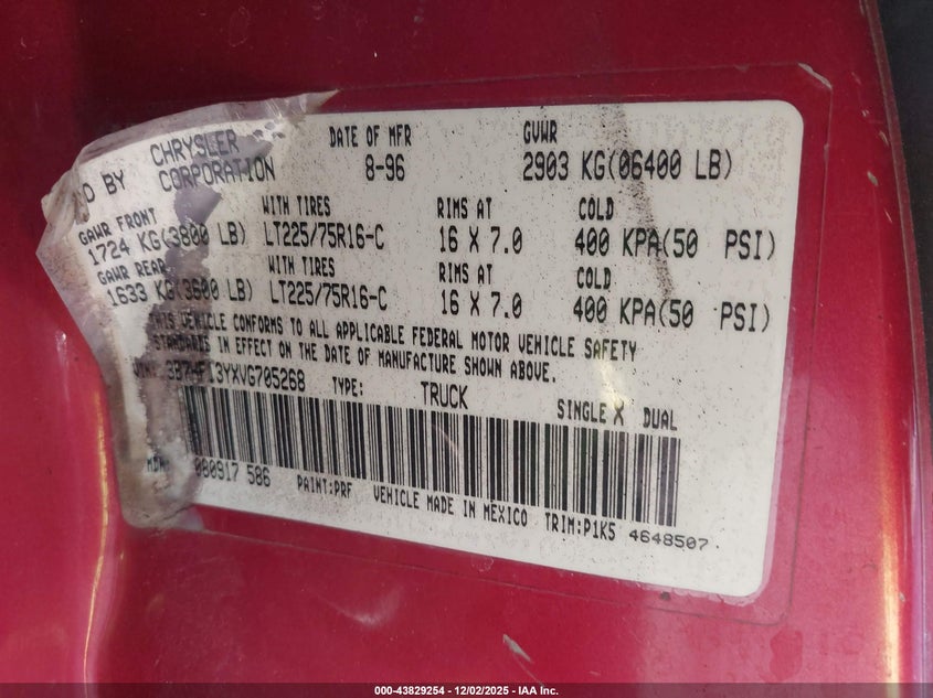 3B7HF13YXVG705268 1997 DODGE RAM photo no. 9