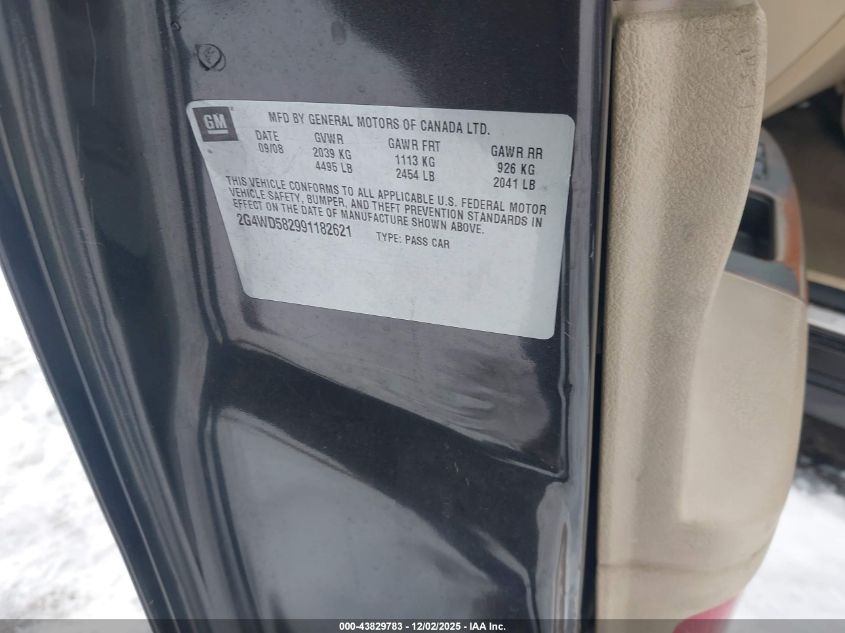 2009 Buick Lacrosse Cxl VIN: 2G4WD582991182621 Lot: 43829783