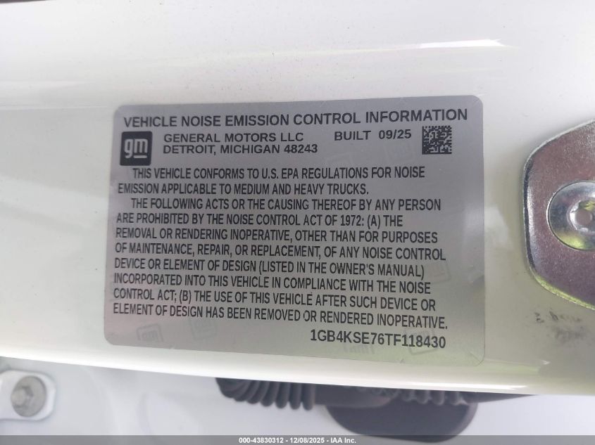 2026 Chevrolet Silverado 3500Hd Chassis Work Truck VIN: 1GB4KSE76TF118430 Lot: 43830312