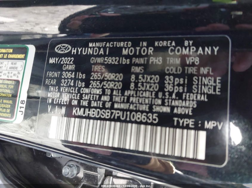 2023 Genesis Gv80 2.5T Awd VIN: KMUHBDSB7PU108635 Lot: 43830342