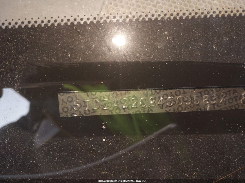 2004 Toyota Sienna Xle VIN: 5TDZA22C84S095837 Lot: 43830452