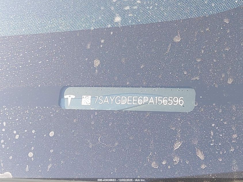 2023 Tesla Model Y Awd/Long Range Dual Motor All-Wheel Drive VIN: 7SAYGDEE6PA156596 Lot: 43830653
