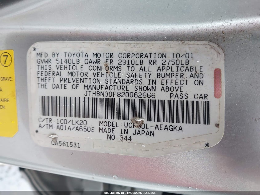 JTHBN30F820062666 2002 LEXUS LS photo no. 9