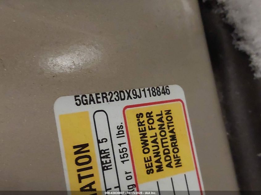 2009 Buick Enclave Cxl VIN: 5GAER23DX9J118846 Lot: 43830807