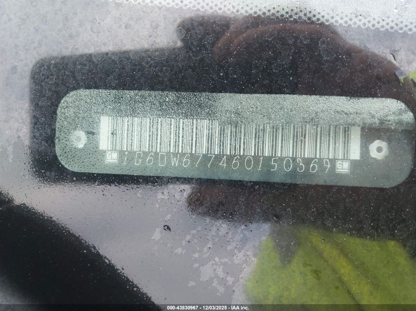 2006 Cadillac Sts V6 VIN: 1G6DW677460150369 Lot: 43830967