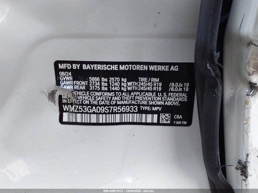 2025 Mini Se Countryman Se All4 VIN: WMZ53GA09S7R56933 Lot: 43831013