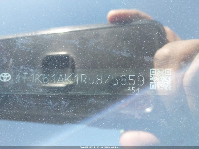 2024 Toyota Camry Xse VIN: 4T1K61AK1RU875859 Lot: 43831025